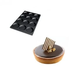 Moule Silicone 12 Fonds De Tarte Biscuit Ø12 X 2,2 Cm 120ml SilikoMart Professional