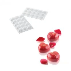 Moule Silicone 15 Coeurs Bombés 4,5 X 4,4 Cm 30ml SilikoMart Professional