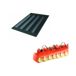 Moule Silicone 4 Bûches Rondes 49,5 X 8 X H 6,3 Cm 2137ml SilikoMart Professional