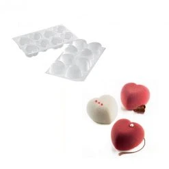 Moule Silicone 8 Coeurs Bombés 6,35 X 6,5 Cm 100ml SilikoMart Professional