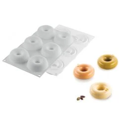 Moule Silicone Donuts Gourmands Ø 7,2 Cm X H 2,7 Cm (x6) Silikomart Professional